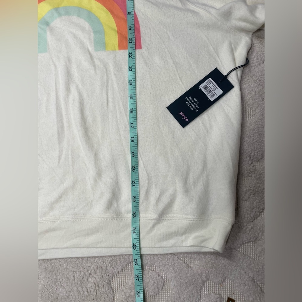 Wildfox After The Rain Sommers Rainbow Salt Cream Crewneck Jumper Sweater XL NWT - Picture 6 of 6